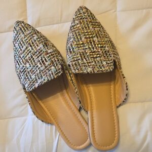 Multicolor Tweed Women's Mules